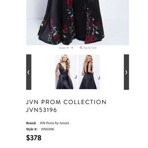 Jovani Black Satin Dress with Bright Red Accent